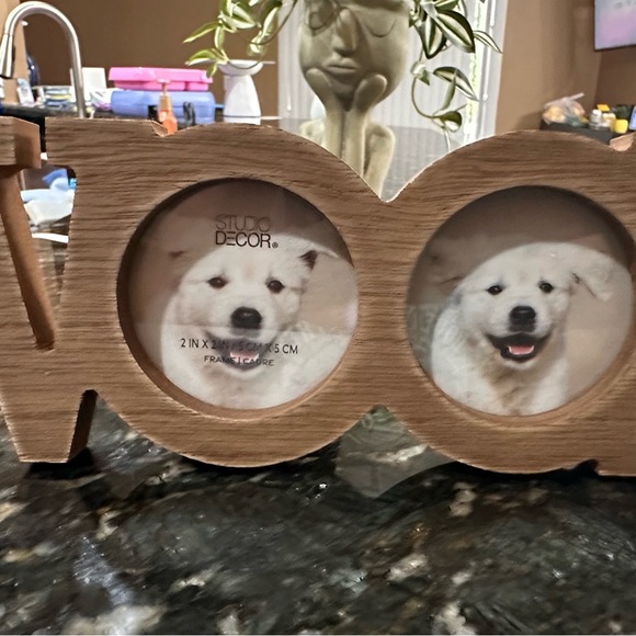WOOF Dog 🐾🐾 Wooden Double Photo Frame - Picture 1 of 9